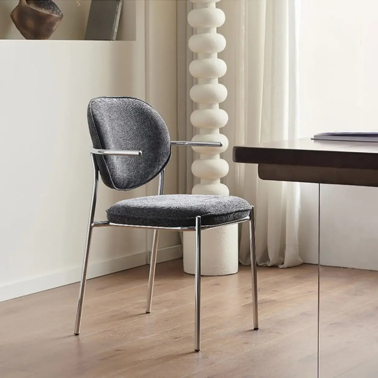 Minimalist Modern Low Back Fabric Upholstered Dining Chairs Image - 1