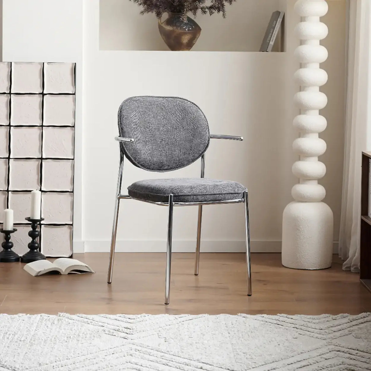 Minimalist Modern Low Back Fabric Upholstered Dining Chairs Image - 5