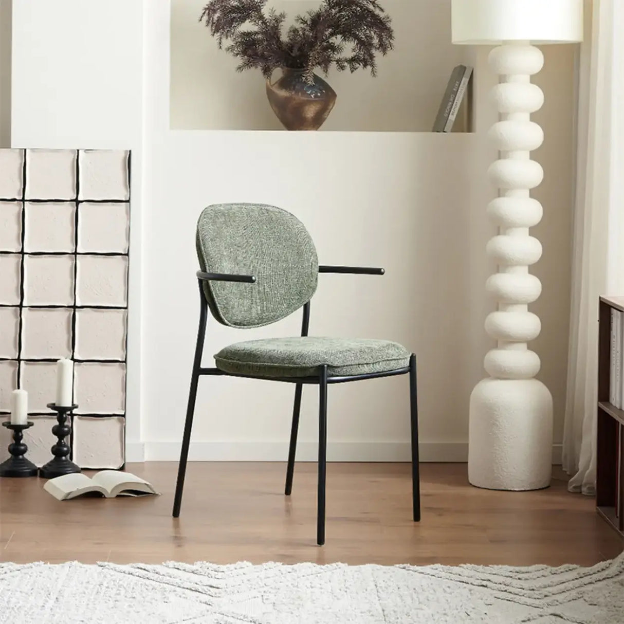 Minimalist Modern Low Back Fabric Upholstered Dining Chairs Image - 7