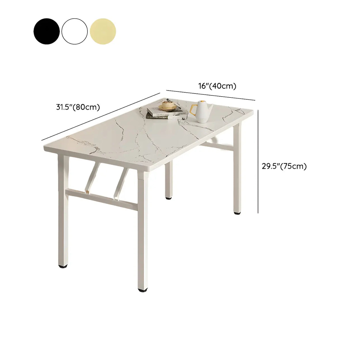 Minimalist Modern Rectangular White Folding Dining Table