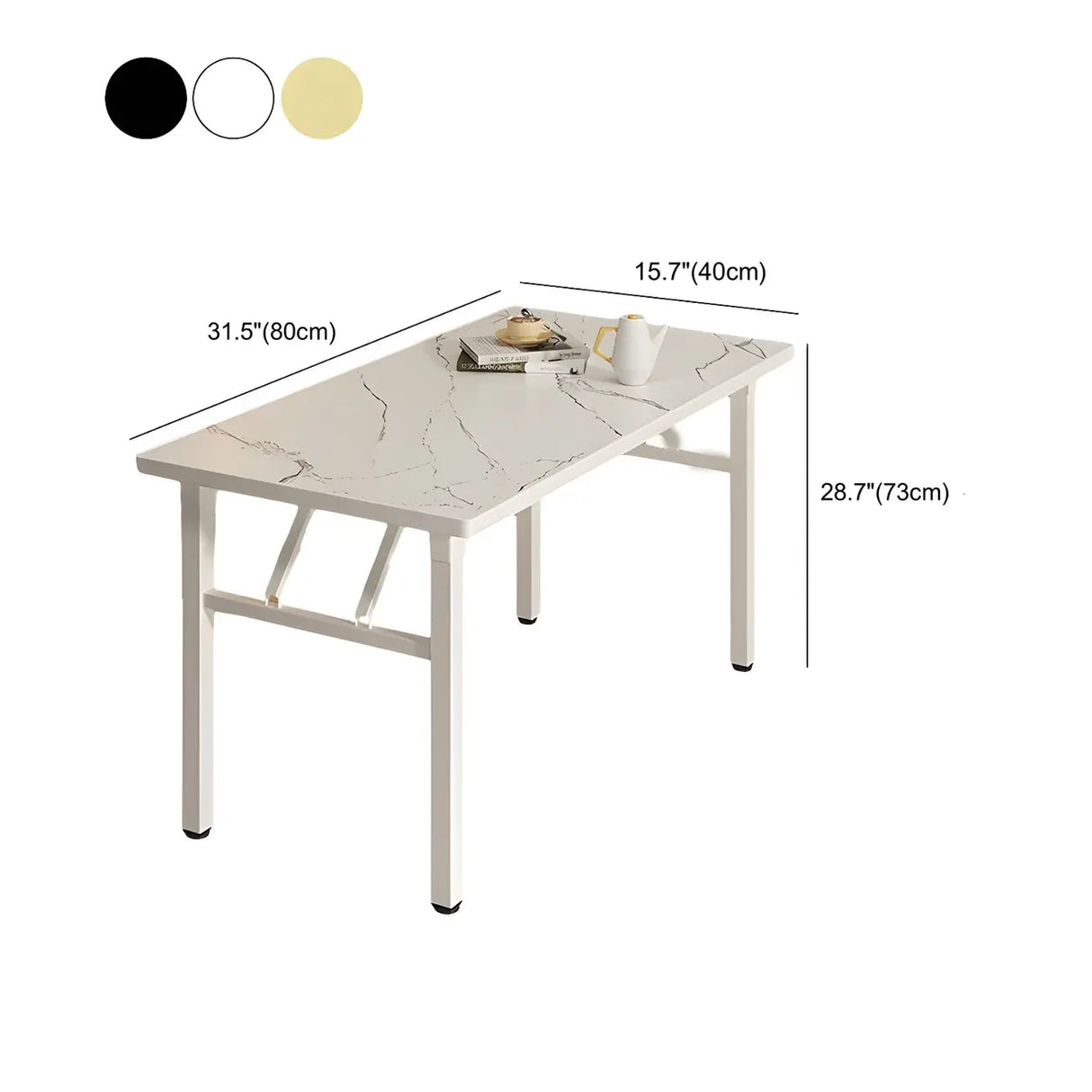 Minimalist Modern Rectangular White Folding Dining Table Image - 19