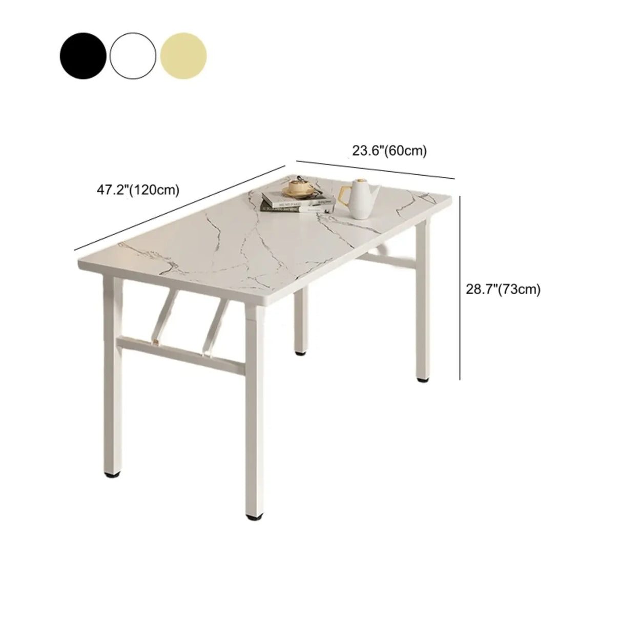 Minimalist Modern Rectangular White Folding Dining Table Image - 22