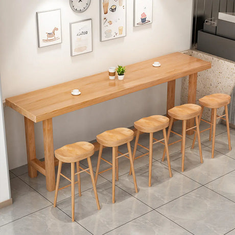 Minimalist Modern	Rectangular Wood Bar Table With Footrest Image - 1