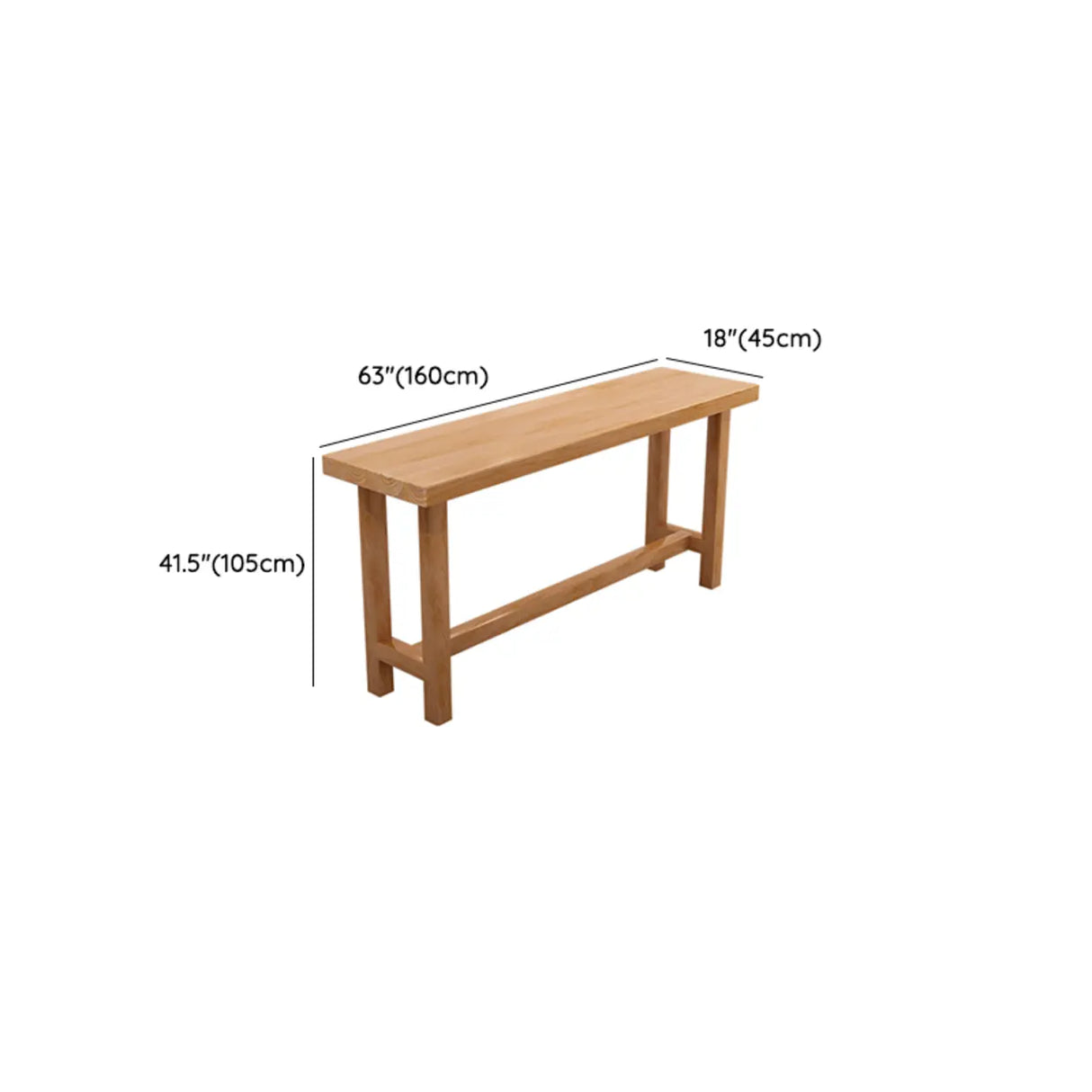 Minimalist Modern	Rectangular Wood Bar Table With Footrest Image - 10