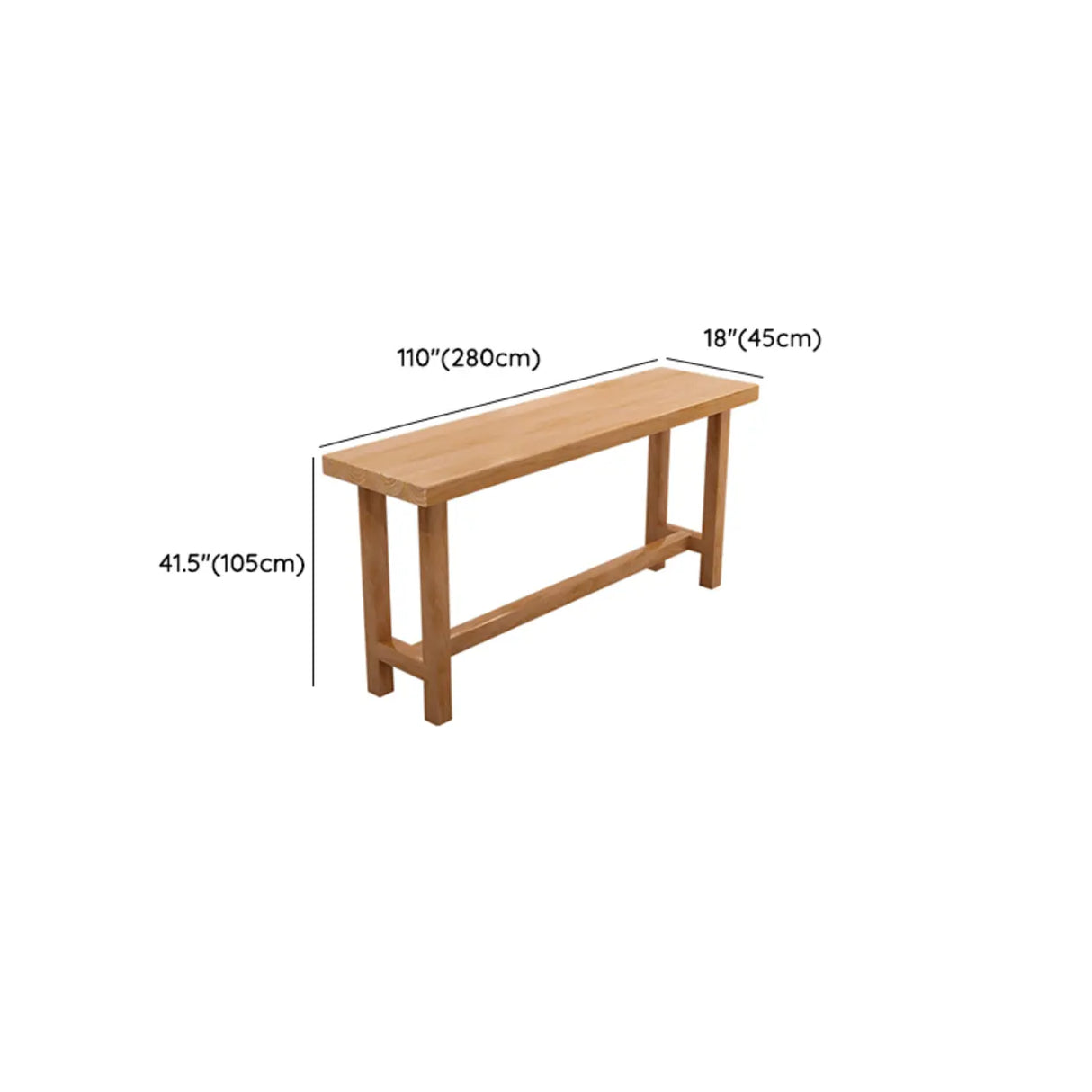 Minimalist Modern	Rectangular Wood Bar Table With Footrest Image - 16
