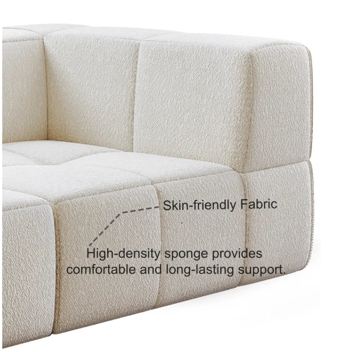 Minimalist Modern White Cotton-linen Sponge Modular Sofa Image - 3