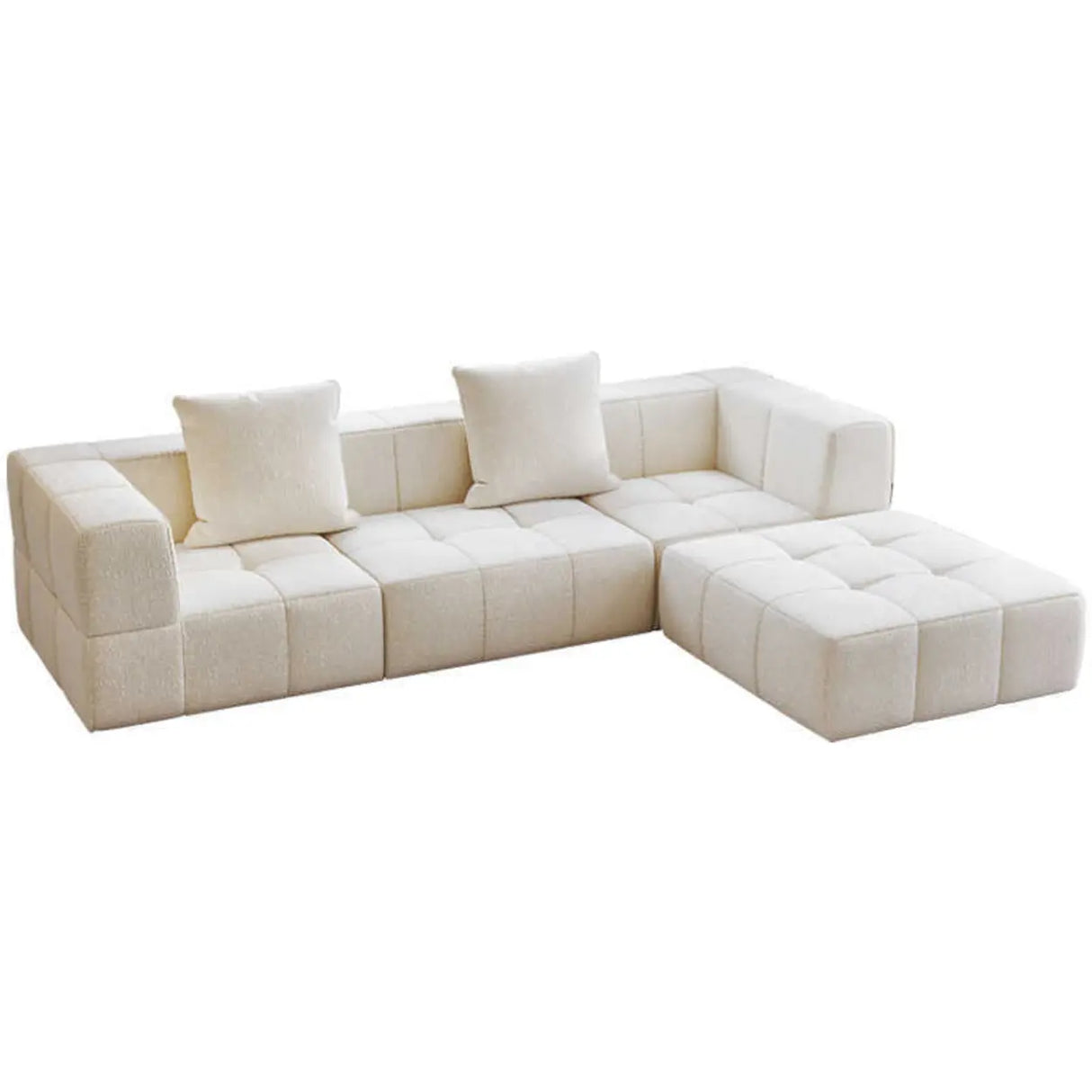 Minimalist Modern White Cotton-linen Sponge Modular Sofa Image - 5