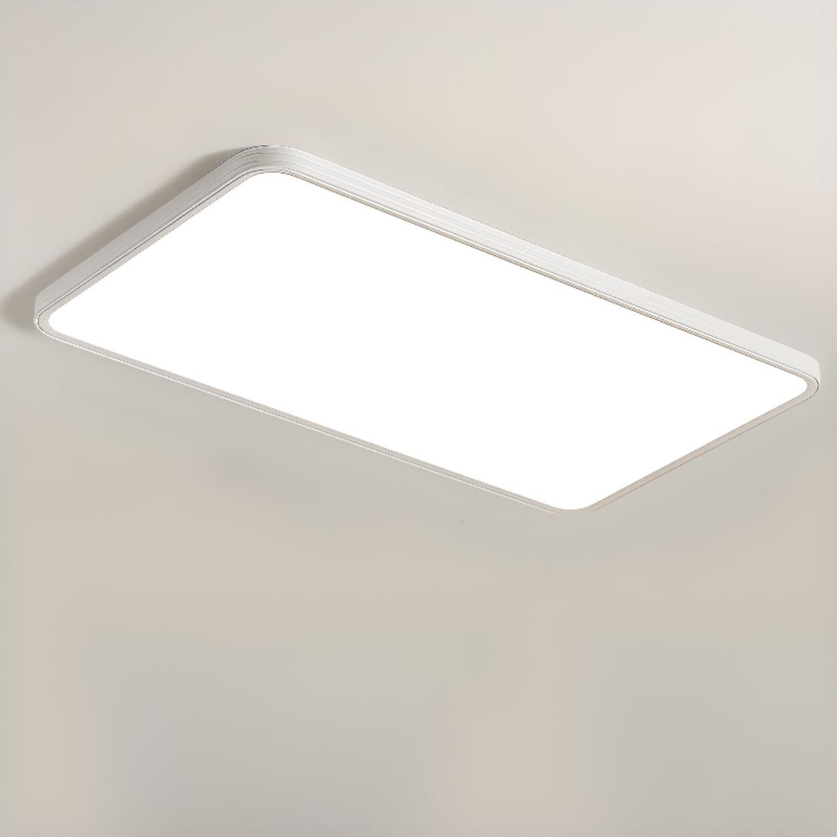 Minimalist Modern White Rectangle Flush Mount Light Image - 3