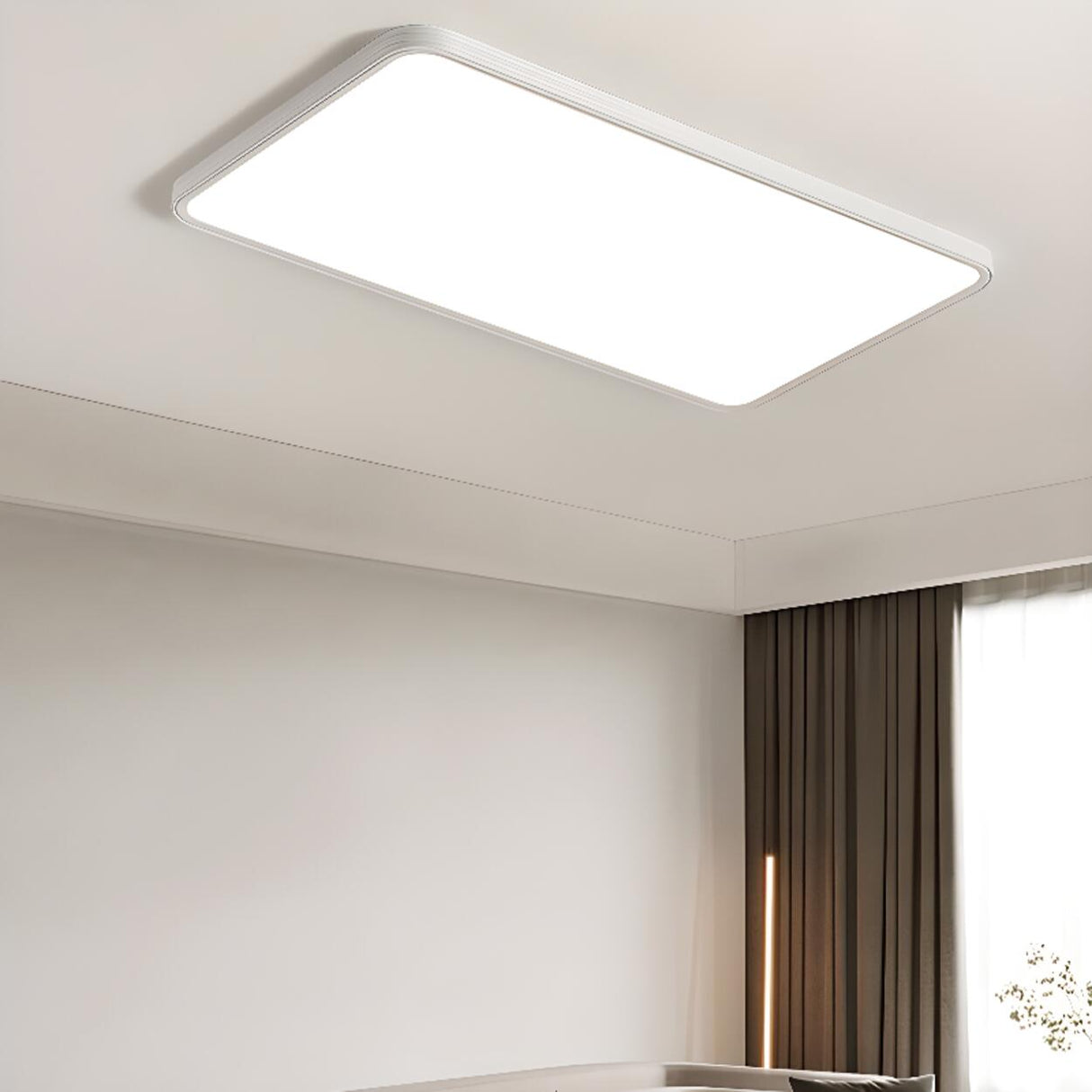 Minimalist Modern White Rectangle Flush Mount Light Image - 5