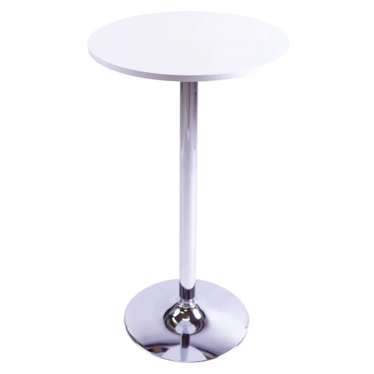 Minimalist Modern White Small Round Metal Pedestal Bar Table Image - 2