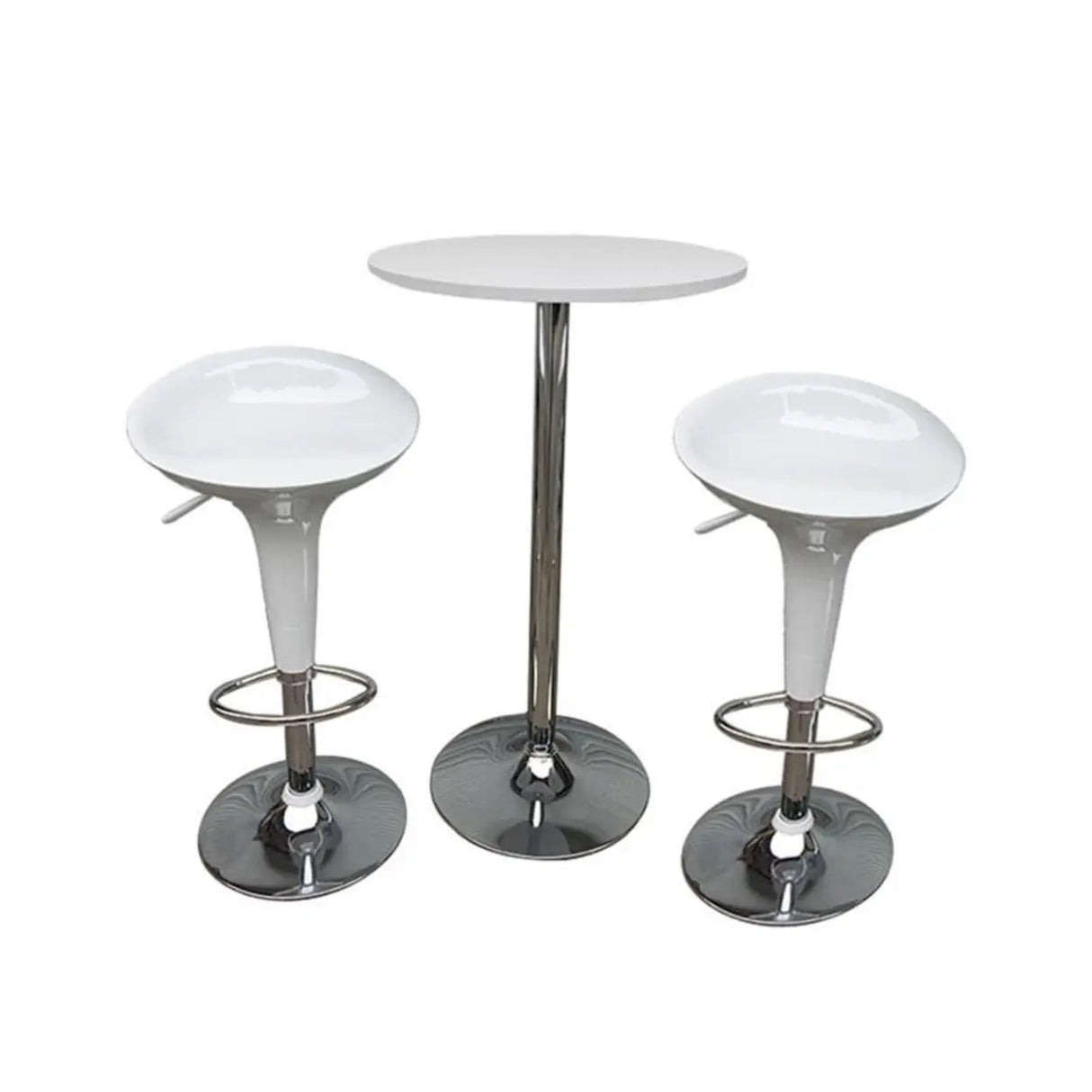Minimalist Modern White Small Round Metal Pedestal Bar Table Image - 8