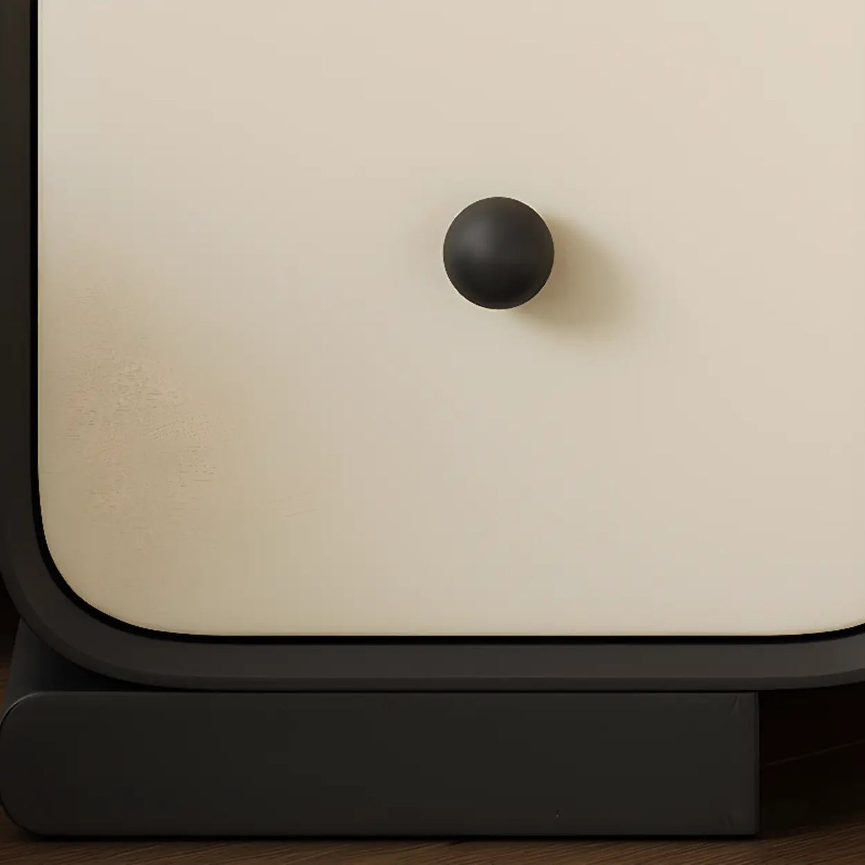 Minimalist Modern Wood Cream Nightstand with 2 Drawers Image - 10