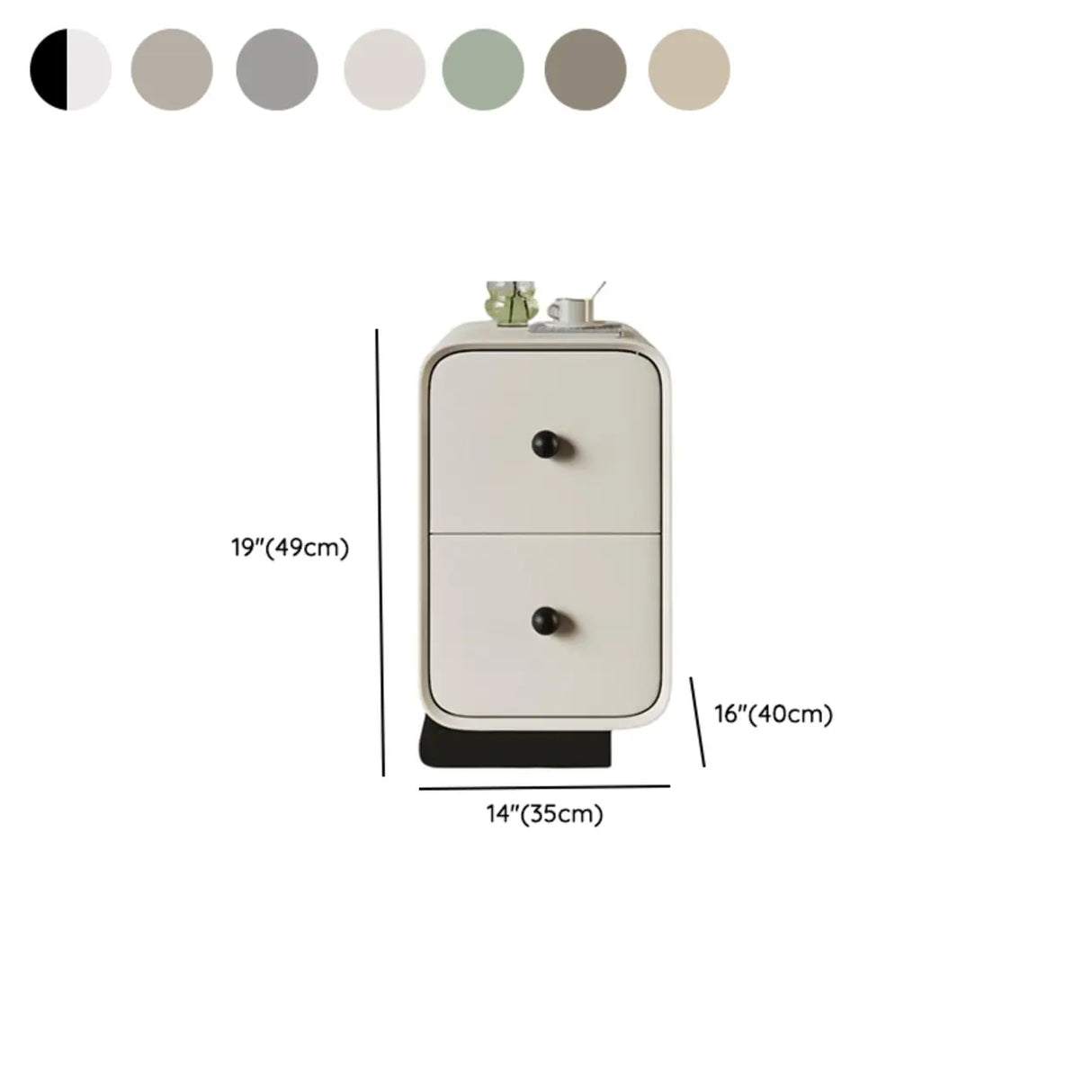 Minimalist Modern Wood Cream Nightstand with 2 Drawers Image - 15