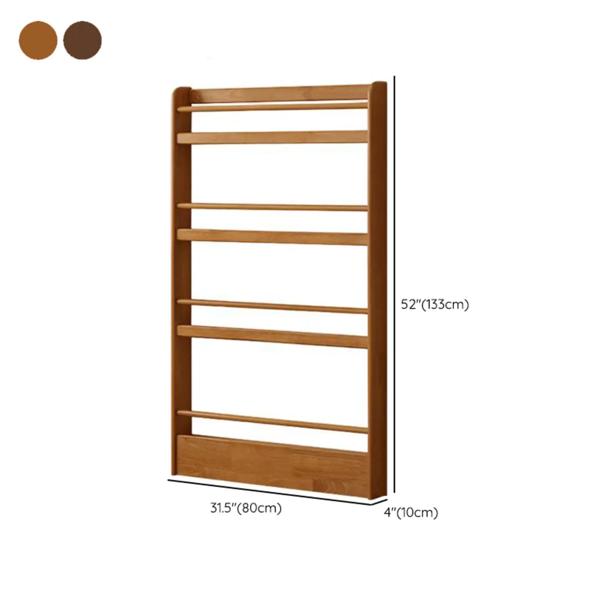 Minimalist Modern Wooden Shallow Vertical Kids Bookshelf Image - 12