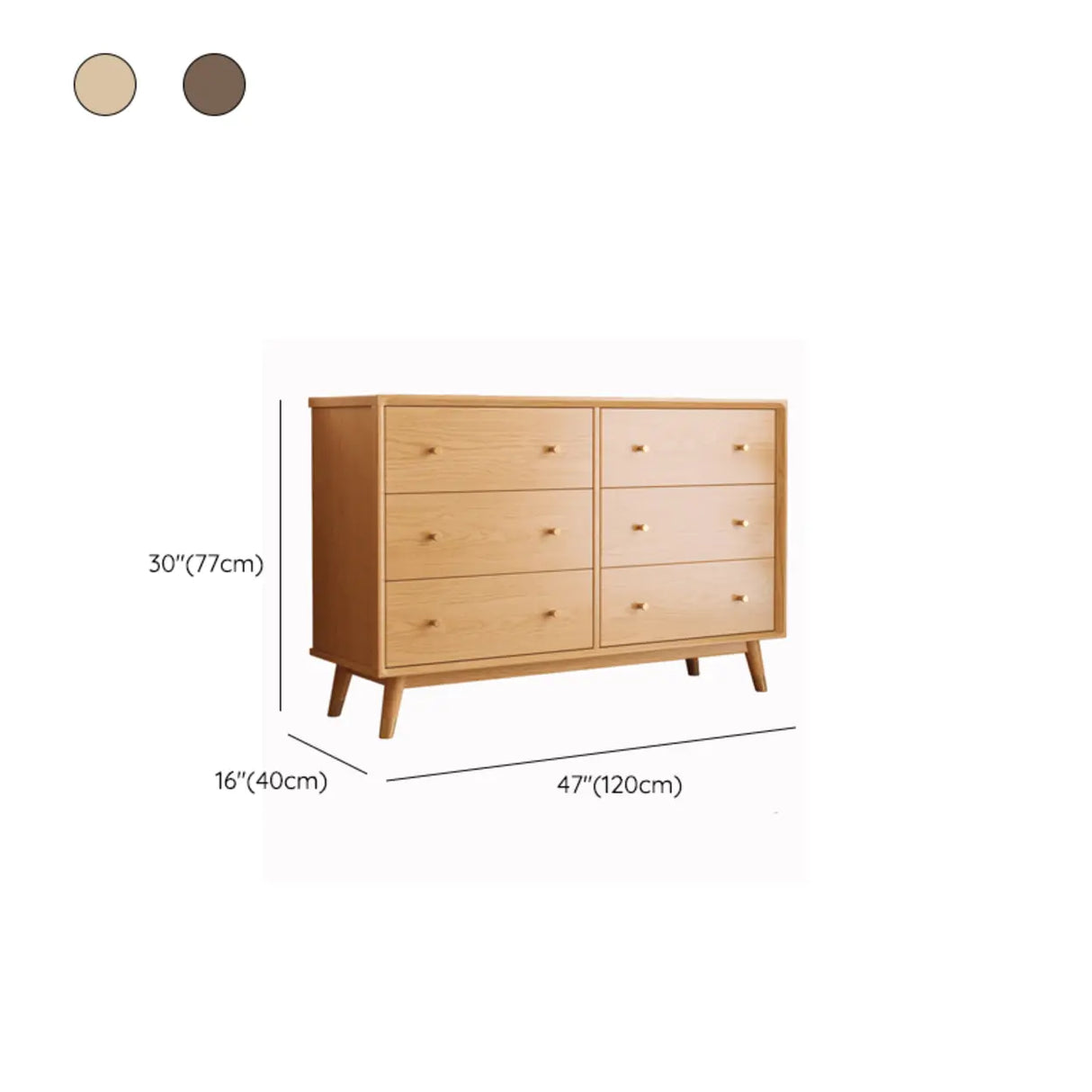 Minimalist Natural Rubberwood 5-Drawer Storage Dresser Image - 13