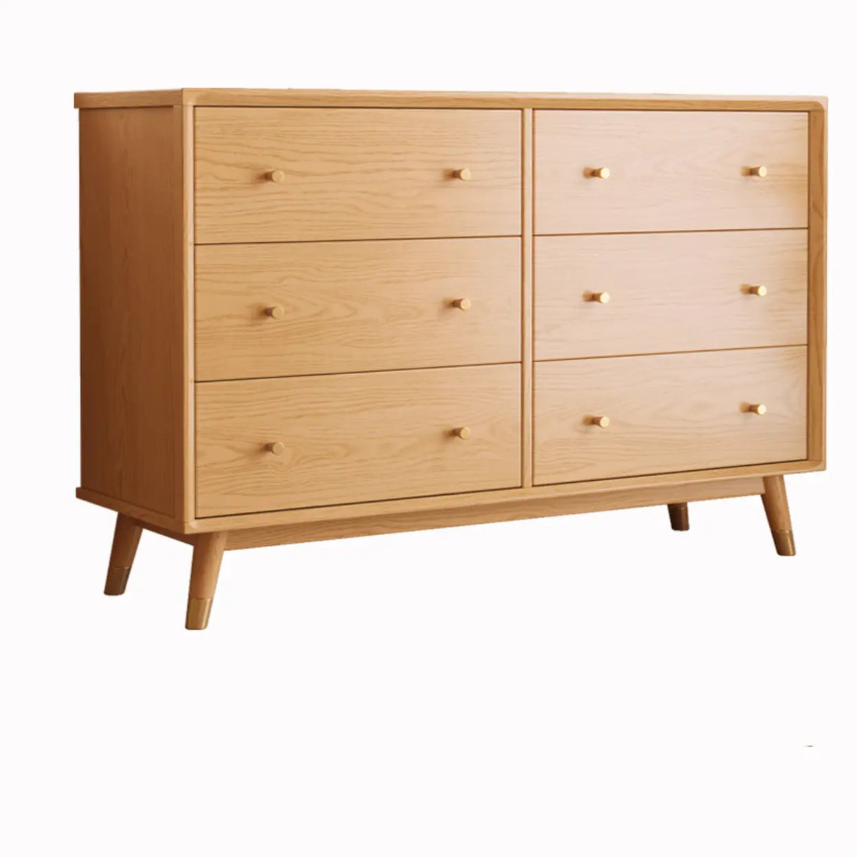 Minimalist Natural Rubberwood 5-Drawer Storage Dresser Image - 3
