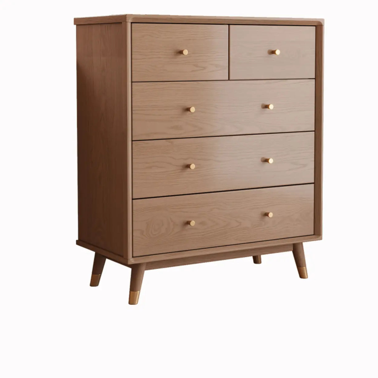 Minimalist Natural Rubberwood 5-Drawer Storage Dresser Image - 5