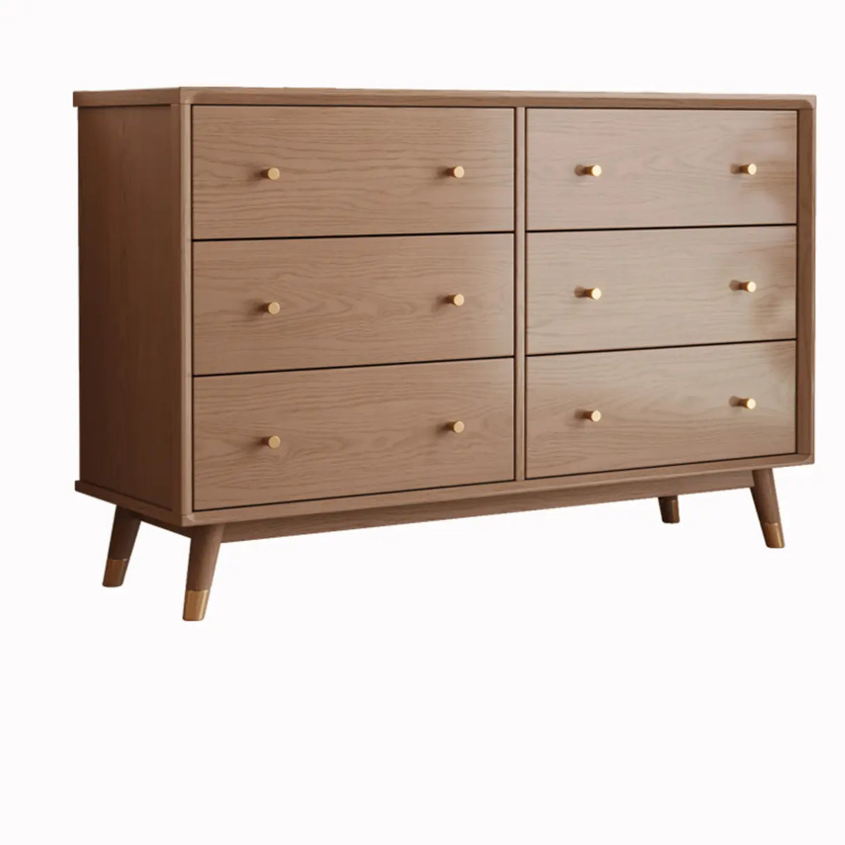 Minimalist Natural Rubberwood 5-Drawer Storage Dresser Image - 7