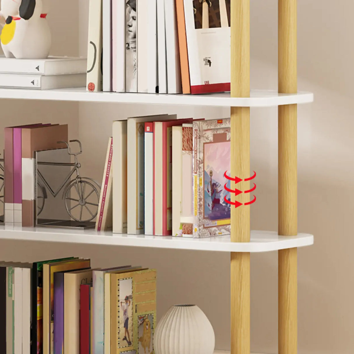 Minimalist Open-Back Wooden Etagere Display Bookshelf Image - 3