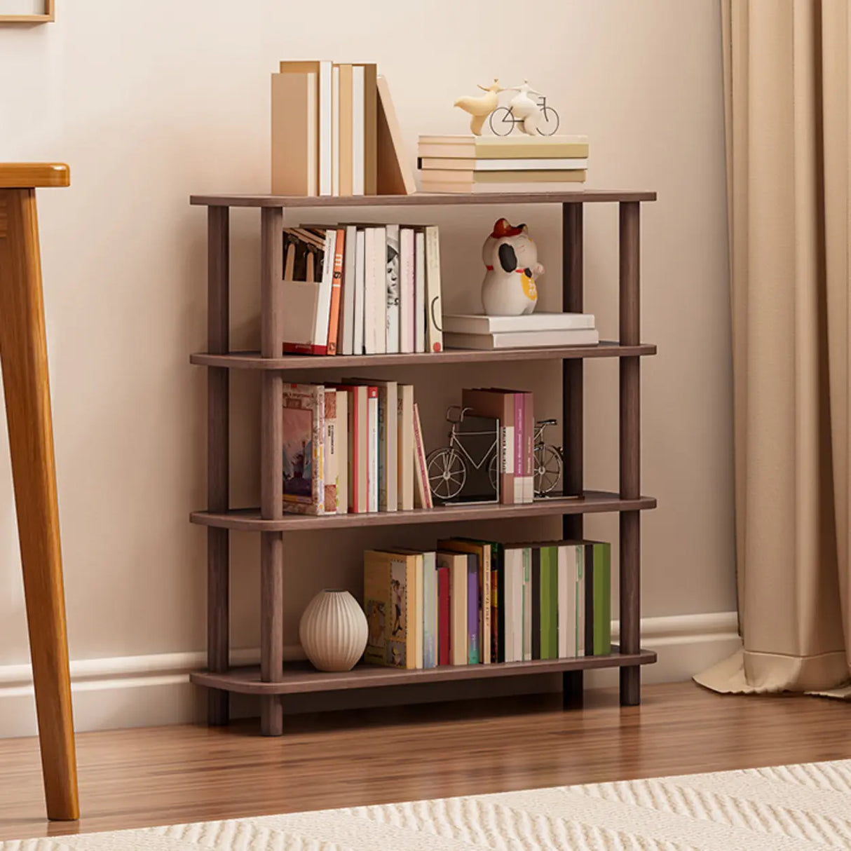 Minimalist Open-Back Wooden Etagere Display Bookshelf Image - 31