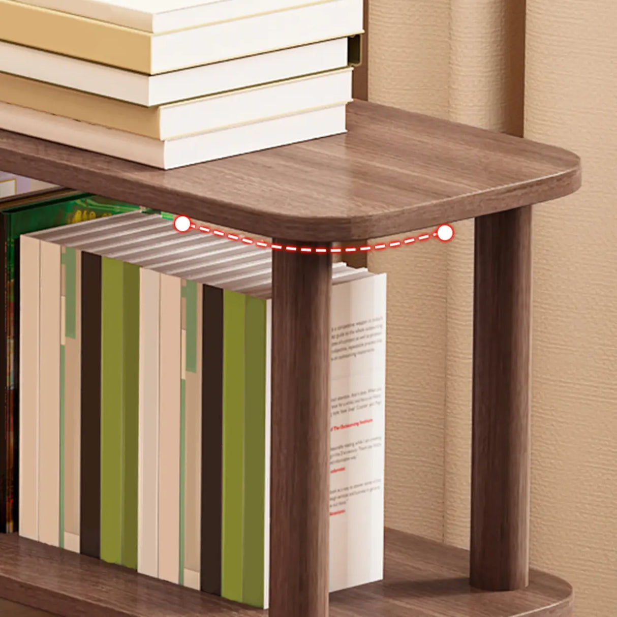 Minimalist Open-Back Wooden Etagere Display Bookshelf Image - 6