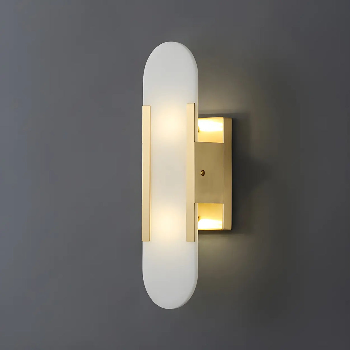 Minimalist Oval Marble Alabaster White Wall Sconce Image - 1