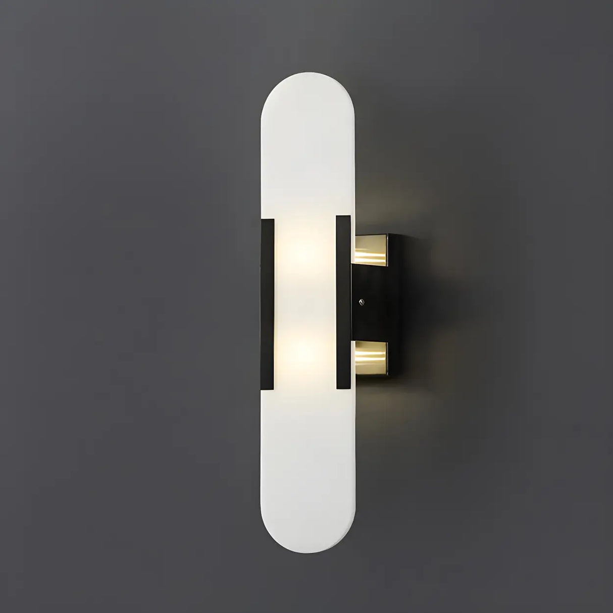 Minimalist Oval Marble Alabaster White Wall Sconce Image - 2