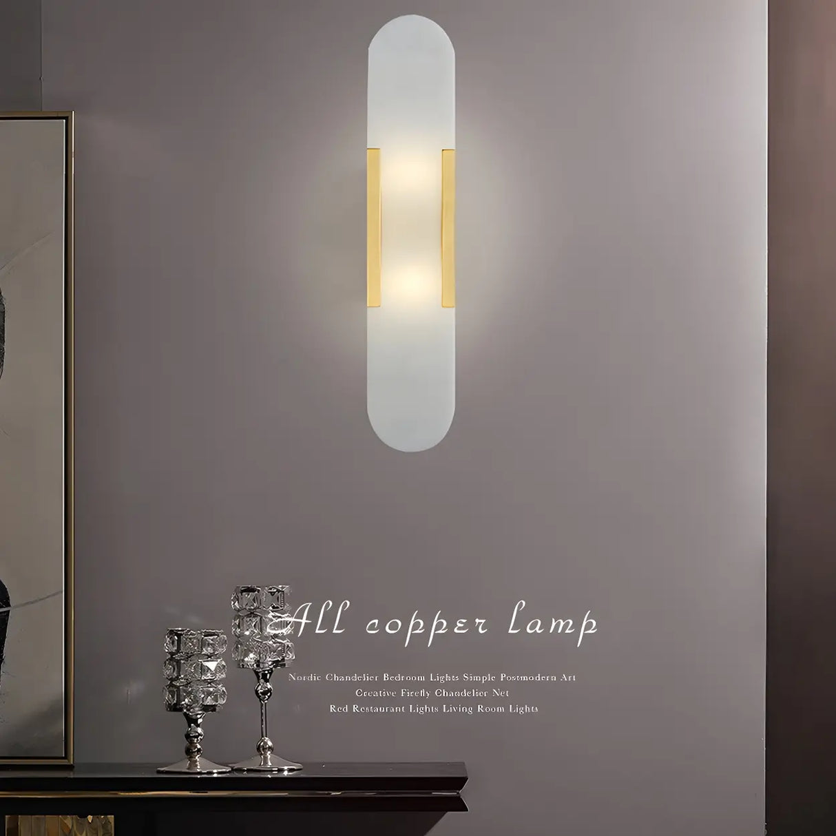 Minimalist Oval Marble Alabaster White Wall Sconce Image - 9