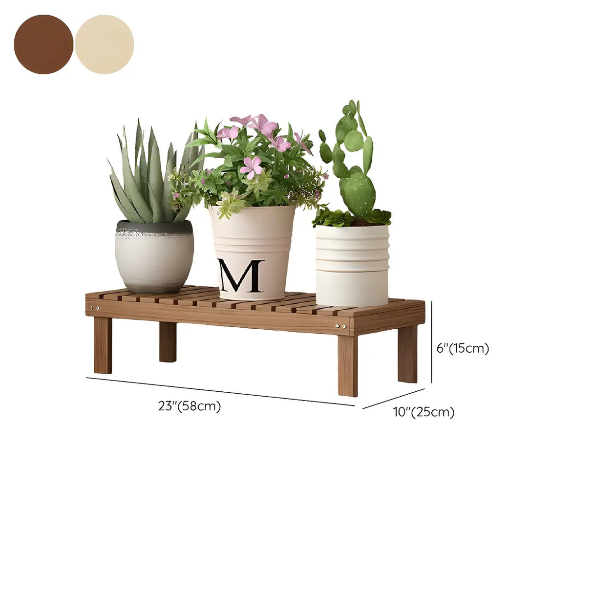 Minimalist Rectangle Wood Natural 1 Tier Plant Stand