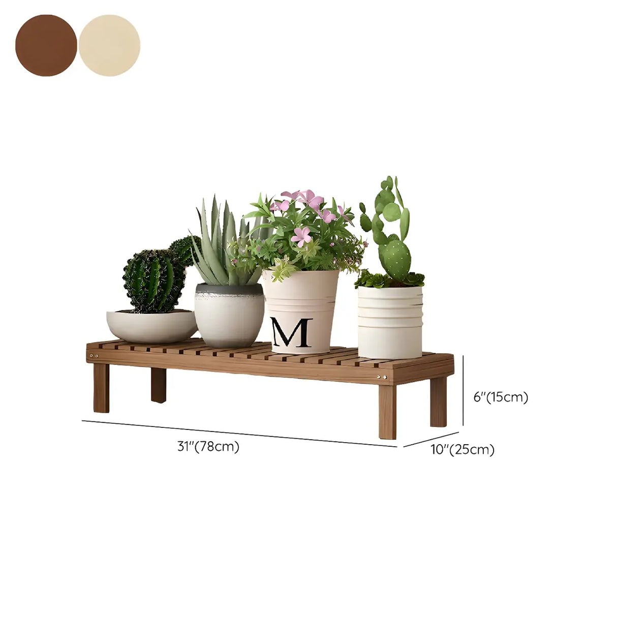 Minimalist Rectangle Wood Natural 1 Tier Plant Stand Image - 31