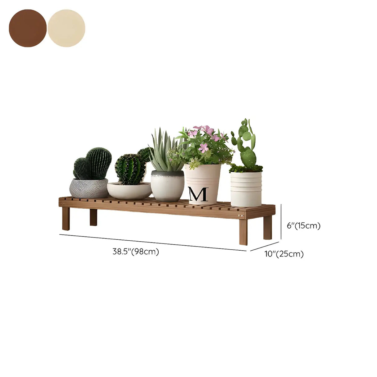 Minimalist Rectangle Wood Natural 1 Tier Plant Stand Image - 32