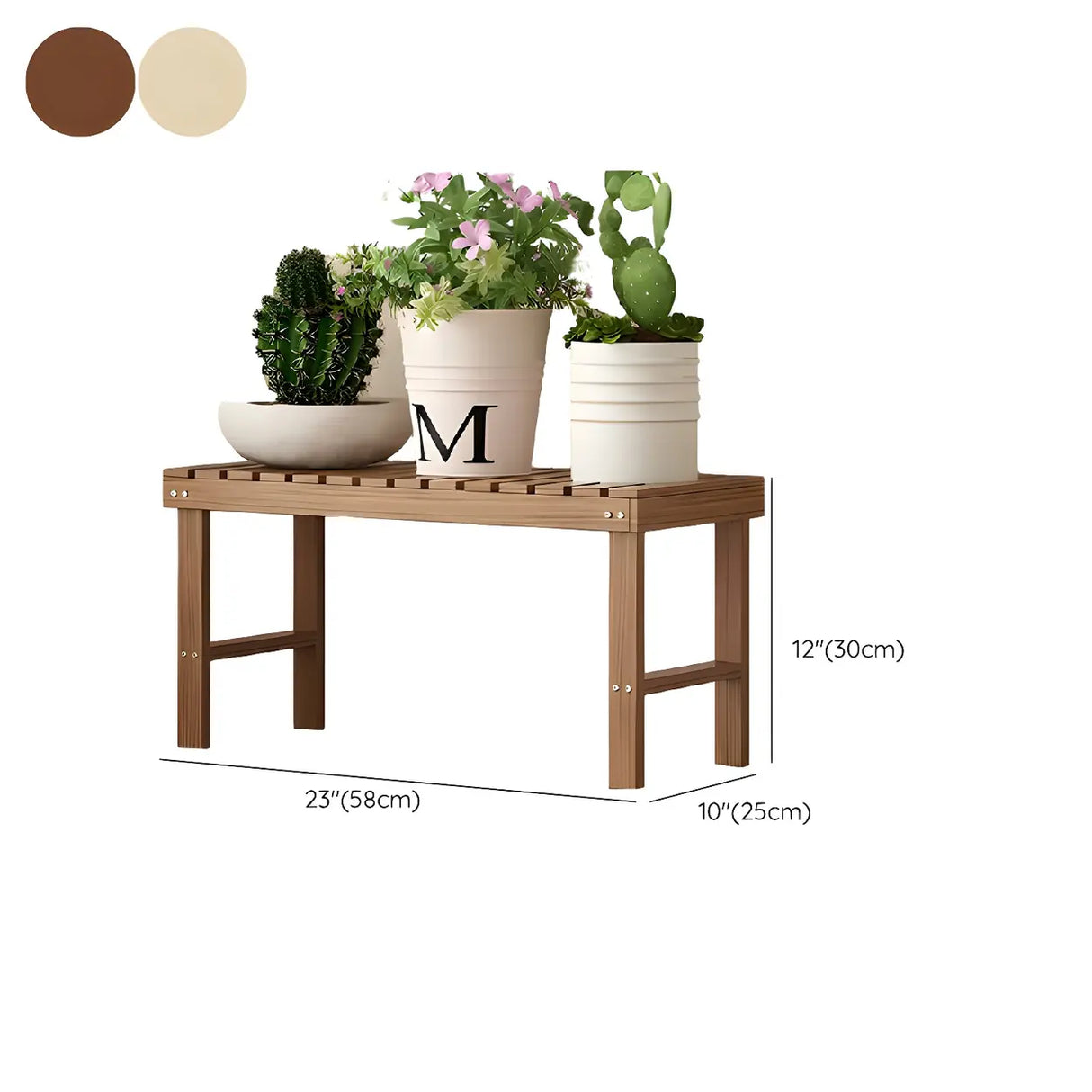 Minimalist Rectangle Wood Natural 1 Tier Plant Stand Image - 33