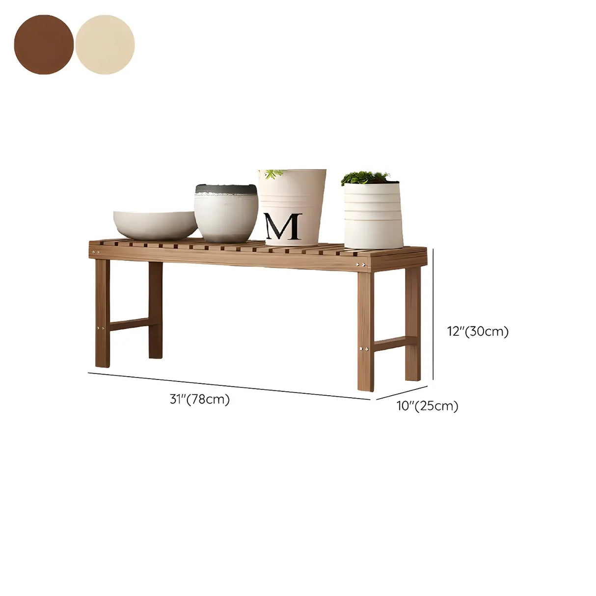 Minimalist Rectangle Wood Natural 1 Tier Plant Stand Image - 34