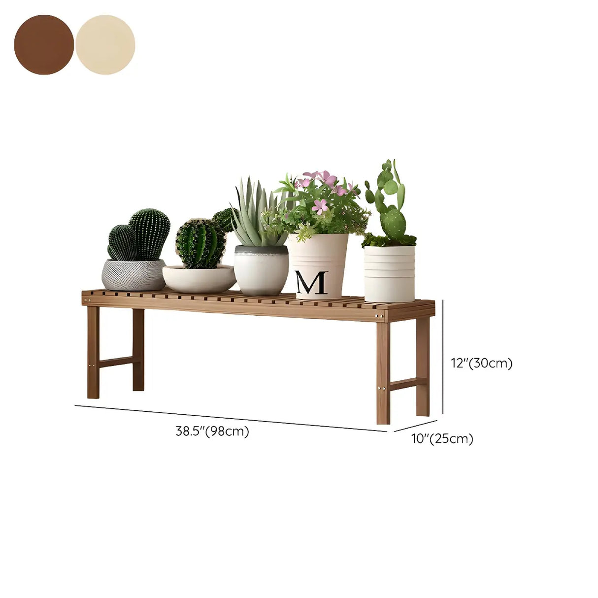 Minimalist Rectangle Wood Natural 1 Tier Plant Stand Image - 35