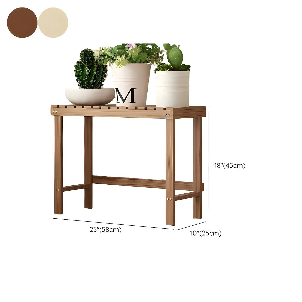 Minimalist Rectangle Wood Natural 1 Tier Plant Stand Image - 36