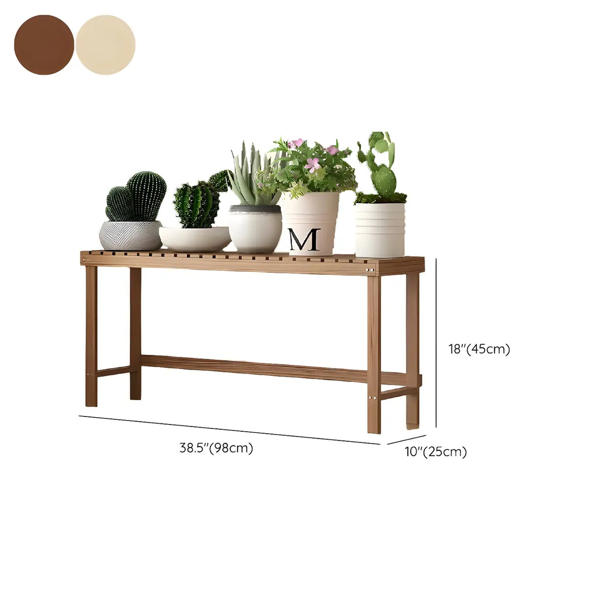 Minimalist Rectangle Wood Natural 1 Tier Plant Stand Image - 38