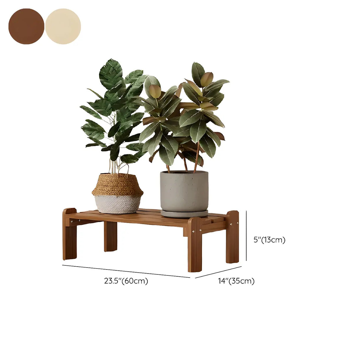 Minimalist Rectangle Wood Natural 1 Tier Plant Stand Image - 39