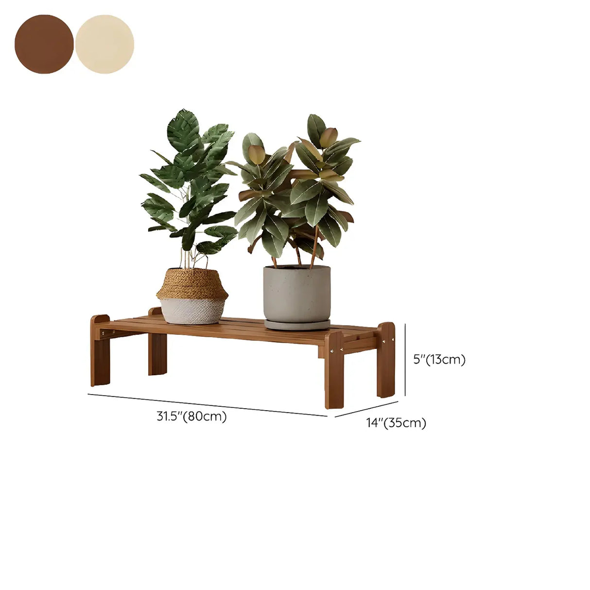 Minimalist Rectangle Wood Natural 1 Tier Plant Stand Image - 40