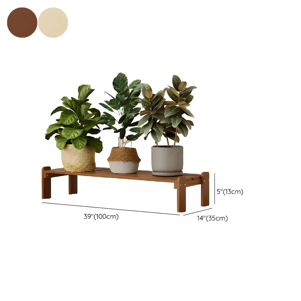 Minimalist Rectangle Wood Natural 1 Tier Plant Stand Image - 41
