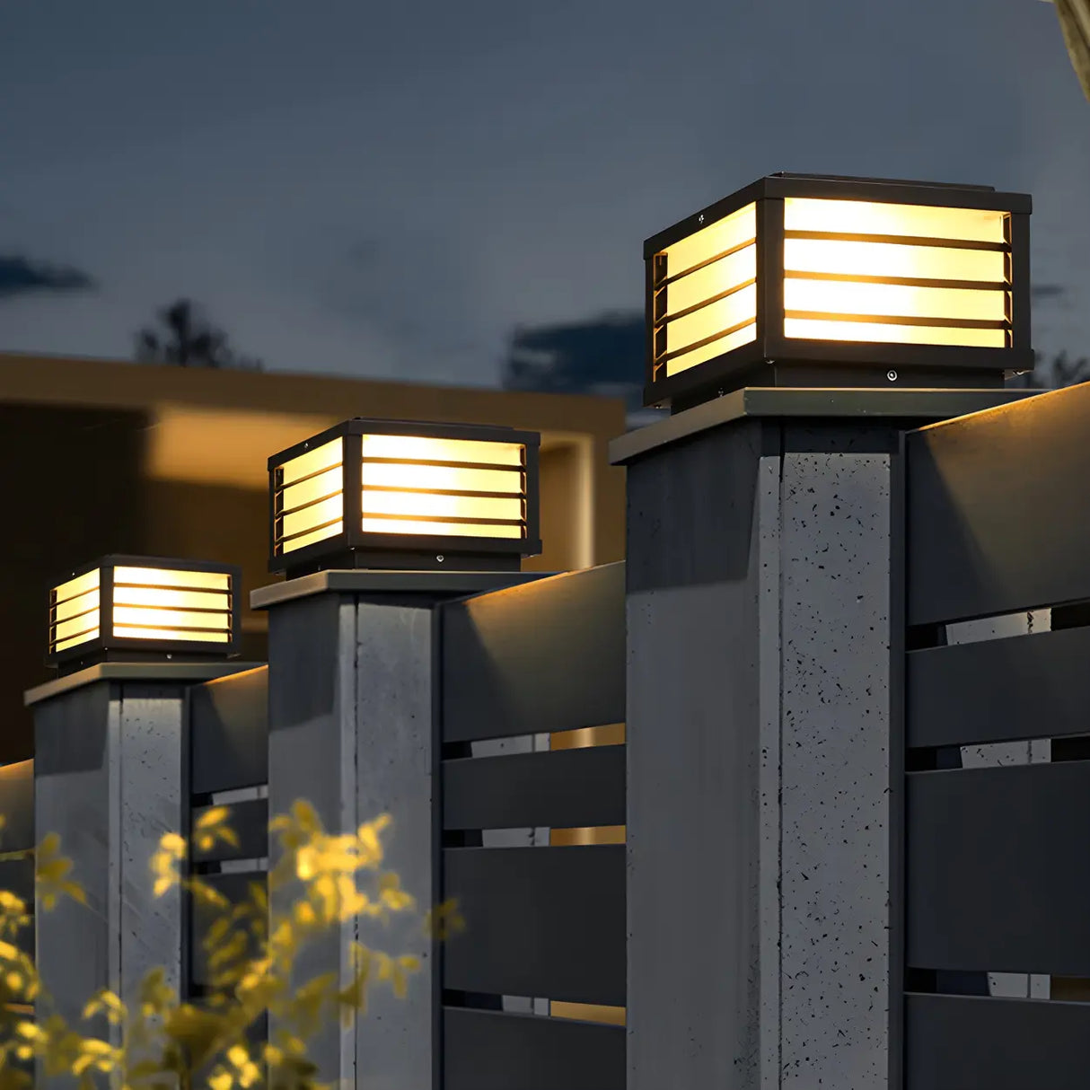 Minimalist Rectangular Metal Outdoor Pillar Table Lamp Image - 1