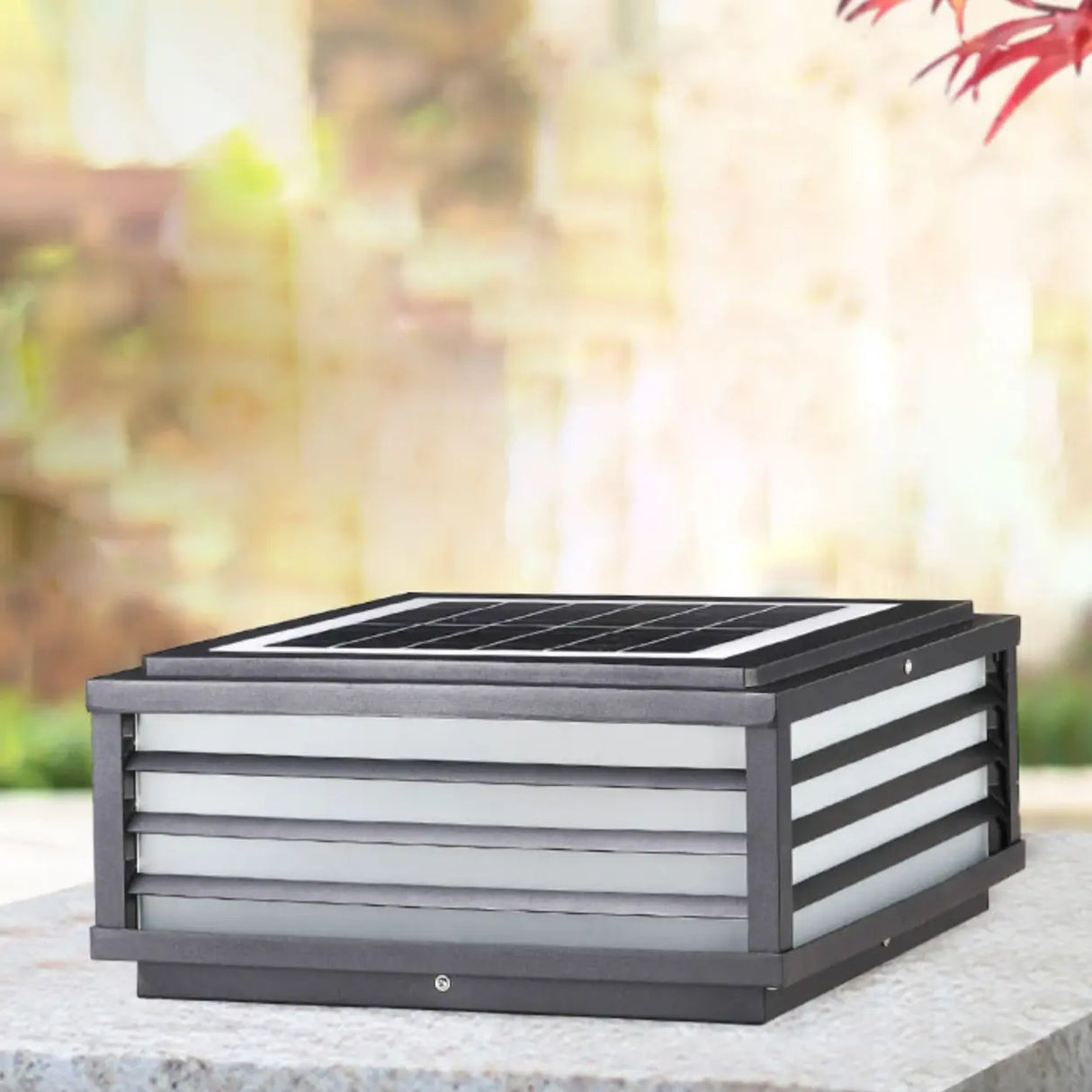 Minimalist Rectangular Metal Outdoor Pillar Table Lamp Image - 17