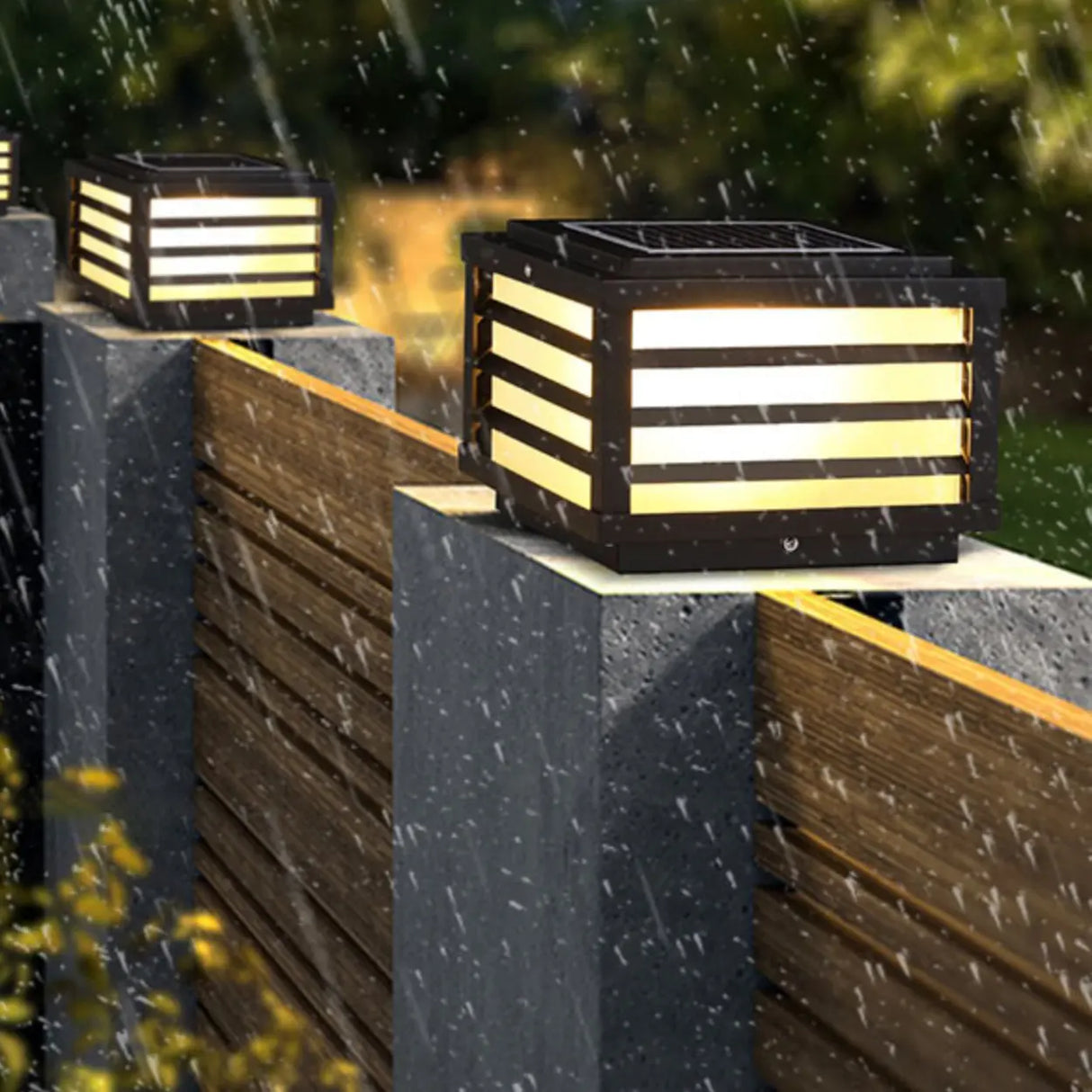 Minimalist Rectangular Metal Outdoor Pillar Table Lamp Image - 19