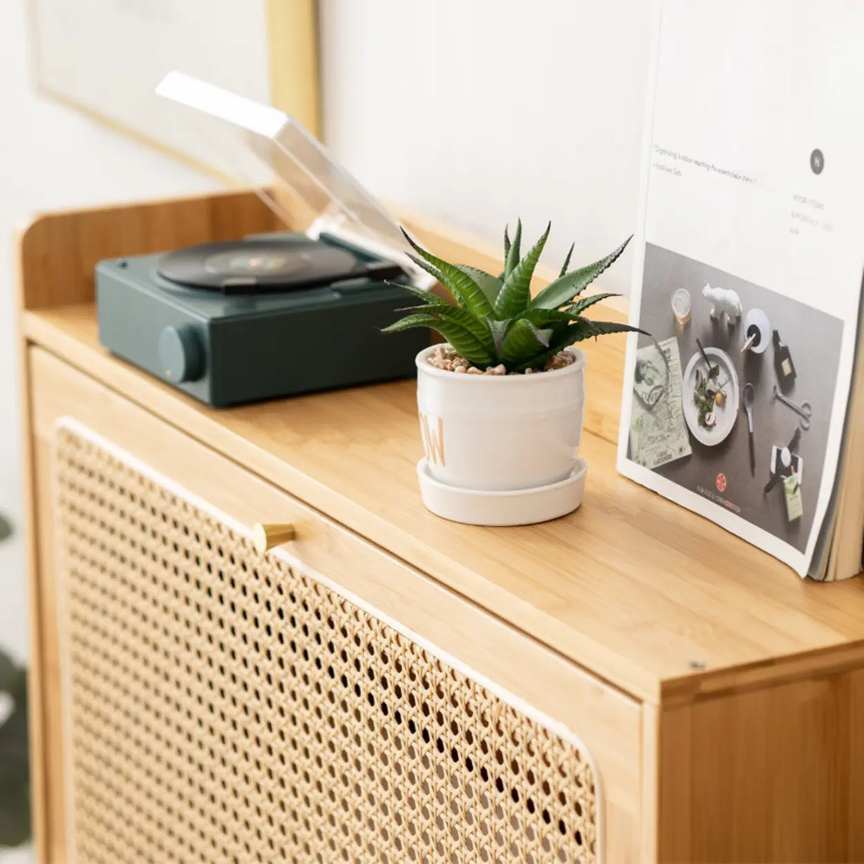 Minimalist Rectangular Wood Entryway Natural Shoe Cabinet Image - 4