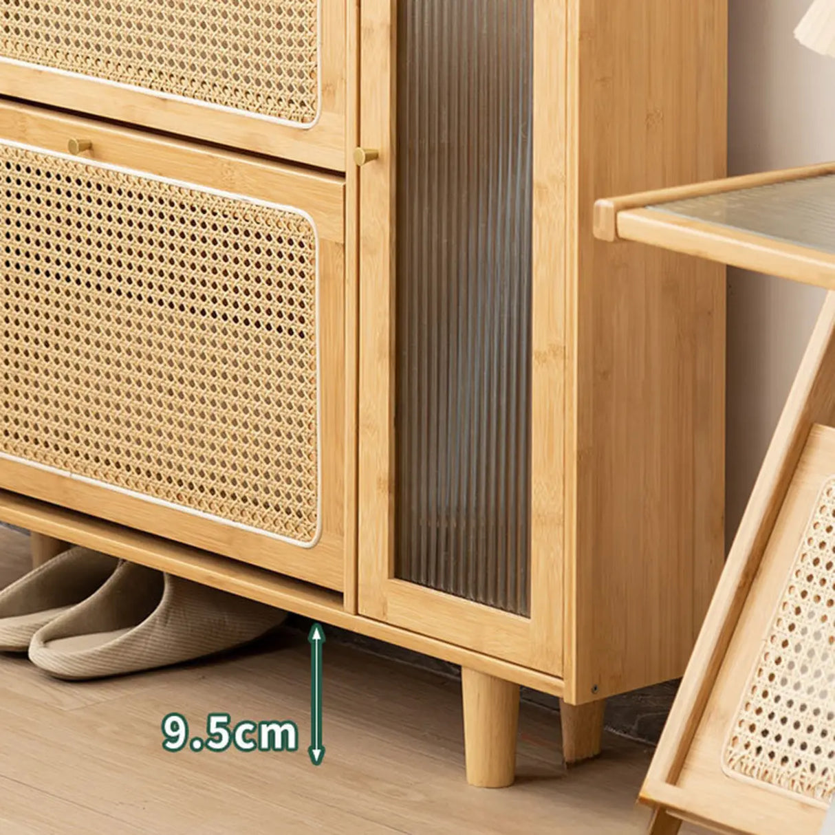 Minimalist Rectangular Wood Entryway Natural Shoe Cabinet Image - 9