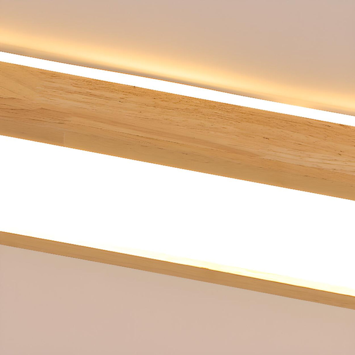 Minimalist Rectangular Wooden LED Flush Mount Light Image - 11