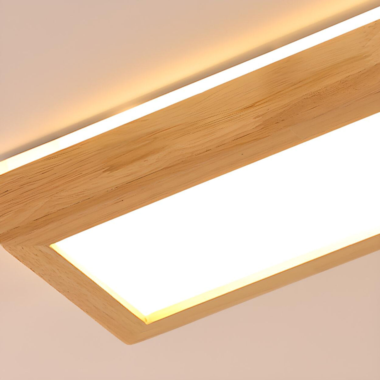 Minimalist Rectangular Wooden LED Flush Mount Light Image - 12