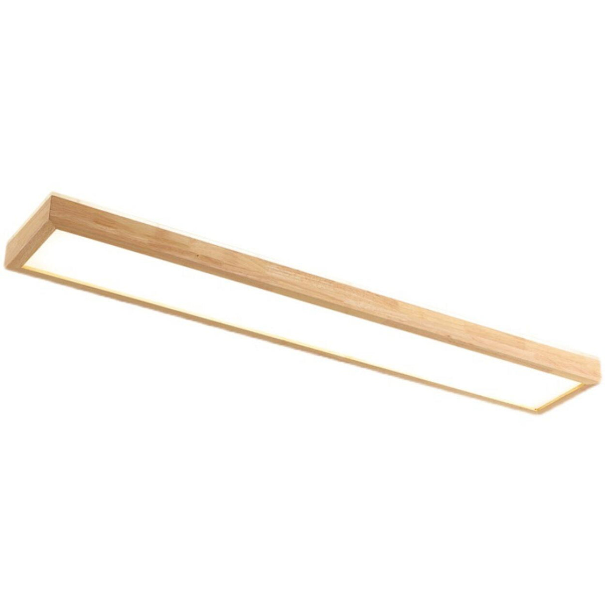 Minimalist Rectangular Wooden LED Flush Mount Light Image - 5