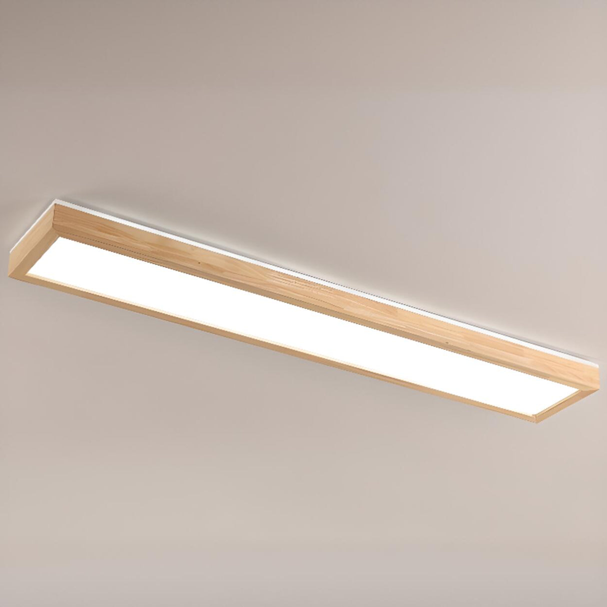 Minimalist Rectangular Wooden LED Flush Mount Light Image - 6