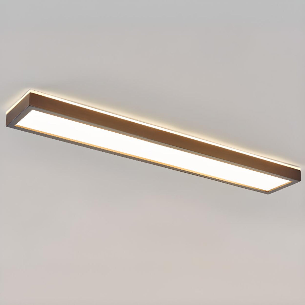 Minimalist Rectangular Wooden LED Flush Mount Light Image - 7