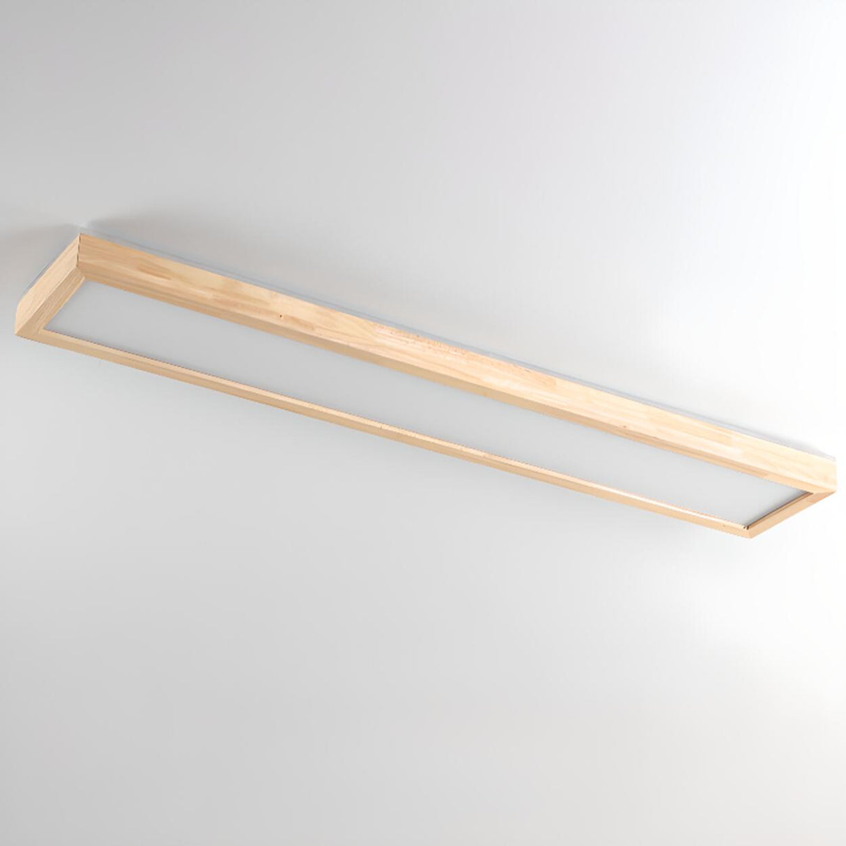 Minimalist Rectangular Wooden LED Flush Mount Light Image - 8